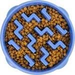 Outward Hound Large Slow Feeder Bowl, Puzzle Maze for Fast Eaters, Medium to Large Dogs, Helps Prevent Bloat & Aid Digestion, Holds 4 Cups Wet or Dry Food, Non-Slip, Made Without BPA, Blue